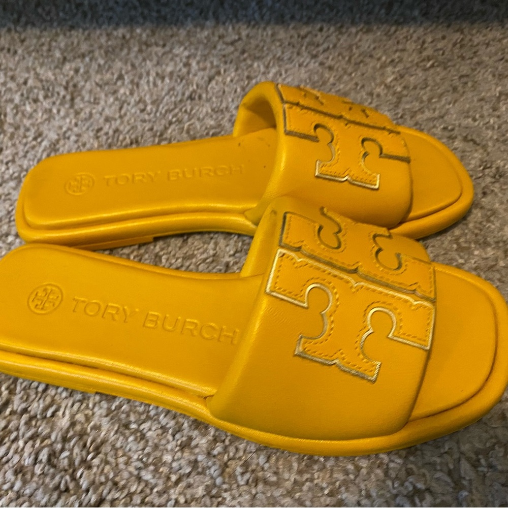 Tory Burch Yellow Slide Sandals